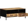 Image de Table basse 90X50X40 Cm Bois massif brut Mango Lumarko