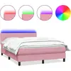 Image de vidaXL Lit boxspring avec matelas & LED rose 140x210 cm velours