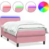 Image de vidaXL Lit boxspring avec matelas & LED rose 80x220 cm velours