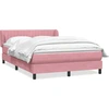 Image de vidaXL Lit boxspring avec matelas rose 140x210 cm velours