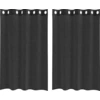 Image de vidaXL Voile Rideaux avec oeillets 2 pcs. noir 140x175 cm
