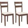 Image de vidaXL Chaises de salle à manger avec coussins 2 pcs. Marron Bois massif Hévéa