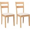 Image de vidaXL Chaises de salle à manger avec coussins 2 pcs. Nature bois massif hévéa