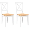 Image de vidaXL Chaises de salle à manger 2 pcs. Blanc Bois massif Hévéa
