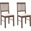 Image de vidaXL Chaises de salle à manger avec coussins 2 pcs. Marron Bois massif Hévéa