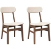 Image de vidaXL Chaises de salle à manger avec coussins 2 pcs. Marron Bois massif Hévéa