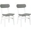 Image de vidaXL Chaises de salle à manger avec coussins 2 pcs. Blanc Bois massif Hévéa