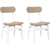 Image de vidaXL Chaises de salle à manger avec coussins 2 pcs. Blanc Bois massif Hévéa