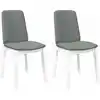 Image de vidaXL Chaises de salle à manger avec coussins 2 pcs. Blanc Bois massif Hévéa
