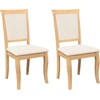 Image de vidaXL Chaises de salle à manger avec coussins 2 pcs. Nature bois massif hévéa