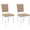 Image de vidaXL Chaises de salle à manger avec coussins 2 pcs. Blanc Bois massif Hévéa
