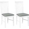 Image de vidaXL Chaises de salle à manger avec coussins 2 pcs. Blanc Bois massif Hévéa