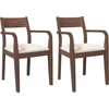 Image de vidaXL Chaises de salle à manger avec coussins 2 pcs. Marron Bois massif Hévéa