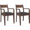 Image de vidaXL Chaises de salle à manger avec coussins 2 pcs. Marron Bois massif Hévéa