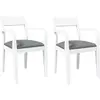 Image de vidaXL Chaises de salle à manger avec coussins 2 pcs. Blanc Bois massif Hévéa