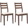 Image de vidaXL Chaises de salle à manger avec coussins 2 pcs. Marron Bois massif Hévéa
