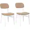 Image de vidaXL Chaises de salle à manger avec coussins 2 pcs. Blanc Bois massif Hévéa