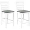 Image de vidaXL Tabouret de bar avec coussin 2 pcs. Blanc Bois massif Hévéa