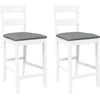 Image de vidaXL Tabouret de bar avec coussin 2 pcs. Blanc Bois massif Hévéa
