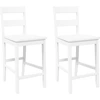 Image de vidaXL Tabouret de bar 2 pcs. Blanc Bois massif Hévéa
