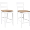 Image de vidaXL Tabouret de bar avec coussin 2 pcs. Blanc Bois massif Hévéa