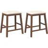 Image de vidaXL Chaises de bar avec coussins 2 pcs. Marron Bois massif Hévéa