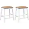 Image de vidaXL Chaises de bar avec coussins 2 pcs. Blanc Bois massif Hévéa