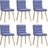 Image de vidaXL Chaises de salle à manger 6 pcs. Tissu bleu jean