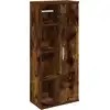 Image de vidaXL Armoire de salle de bain avec support à roulettes Chêne fumé 39x22x90 cm