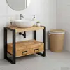 Image de vidaXL Armoire sous lavabo brun 71 x 33 x 58 cm bois massif mangue