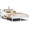 Image de vidaXL Lit en bois massif avec étagère sans matelas blanc 160x200 cm pin