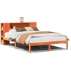 Image de vidaXL Lit en bois massif avec étagère sans matelas brun cireux 140x200 cm