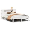 Image de vidaXL Lit en bois massif avec étagère sans matelas blanc 150x200 cm pin
