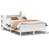Image de vidaXL Lit en bois massif avec étagère sans matelas blanc 160x200 cm pin