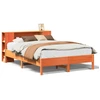 Image de vidaXL Lit en bois massif avec étagère sans matelas brun cireux 140x200 cm