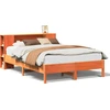 Image de vidaXL Lit en bois massif avec étagère sans matelas brun cireux 135x190 cm