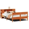 Image de vidaXL Lit en bois massif avec étagère sans matelas brun cireux 150x200 cm
