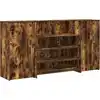 Image de vidaXL Comptoir de réception chêne fumé 200x50x103,5 cm Bois composite