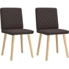 Image de vidaXL Chaise de salle à manger 2 pcs. Marron foncé Tissu