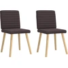 Image de vidaXL Chaise de salle à manger 2 pcs. Marron foncé Tissu