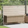 Image de vidaXL Coffre de jardin à roulettes beige 160x55x75 cm Poly rotin