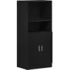 Image de vidaXL Armoire de cuisine noire 57x41,5x131,5 cm Bois composite