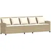 Image de vidaXL Canapé de jardin 5 places avec coussins Beige Poly Rattan