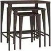 Image de vidaXL Tables de jardin 3 pcs. Marron Poly Rattan