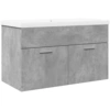Image de vidaXL Meuble sous-lavabo avec vasque encastrée gris béton