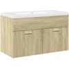 Image de vidaXL Armoire sous lavabo avec vasque encastrée Chêne Sonoma