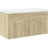 Image de vidaXL Armoire sous lavabo avec vasque encastrée Chêne Sonoma