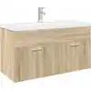 Image de vidaXL Armoire sous lavabo avec vasque encastrée Chêne Sonoma