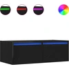Image de vidaXL Armoire TV avec lampes LED noir aspect chêne 75x35,5x25 cm