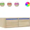 Image de vidaXL Armoire TV avec lampes LED Chêne Sonoma 75x35,5x25 cm